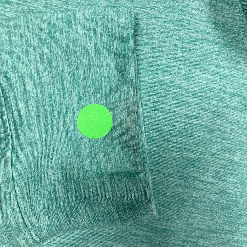 Lands' End Quarter Zip Pullover‎ Mens Large Teal Heather Navy Stretch Pocket